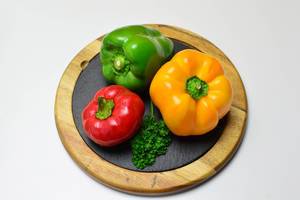 Yellow pepper, red pepper and green pepper