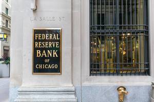 Zentralbank und Reservebank: Federal Reserve Bank of Chicago, an der Ecke La Salle Street und West Jackson Boulevard