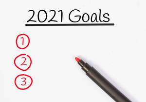 Zielsetzungen für 2021 mit rotem Filzstift
