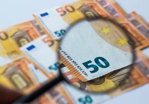Zoom auf Geldwert von europäischen Banknoten