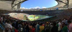 Zuschauer im Maracanã-Stadion scheuen sich die Performance vor dem Finale an - Fußball-WM 2014, Brasilien